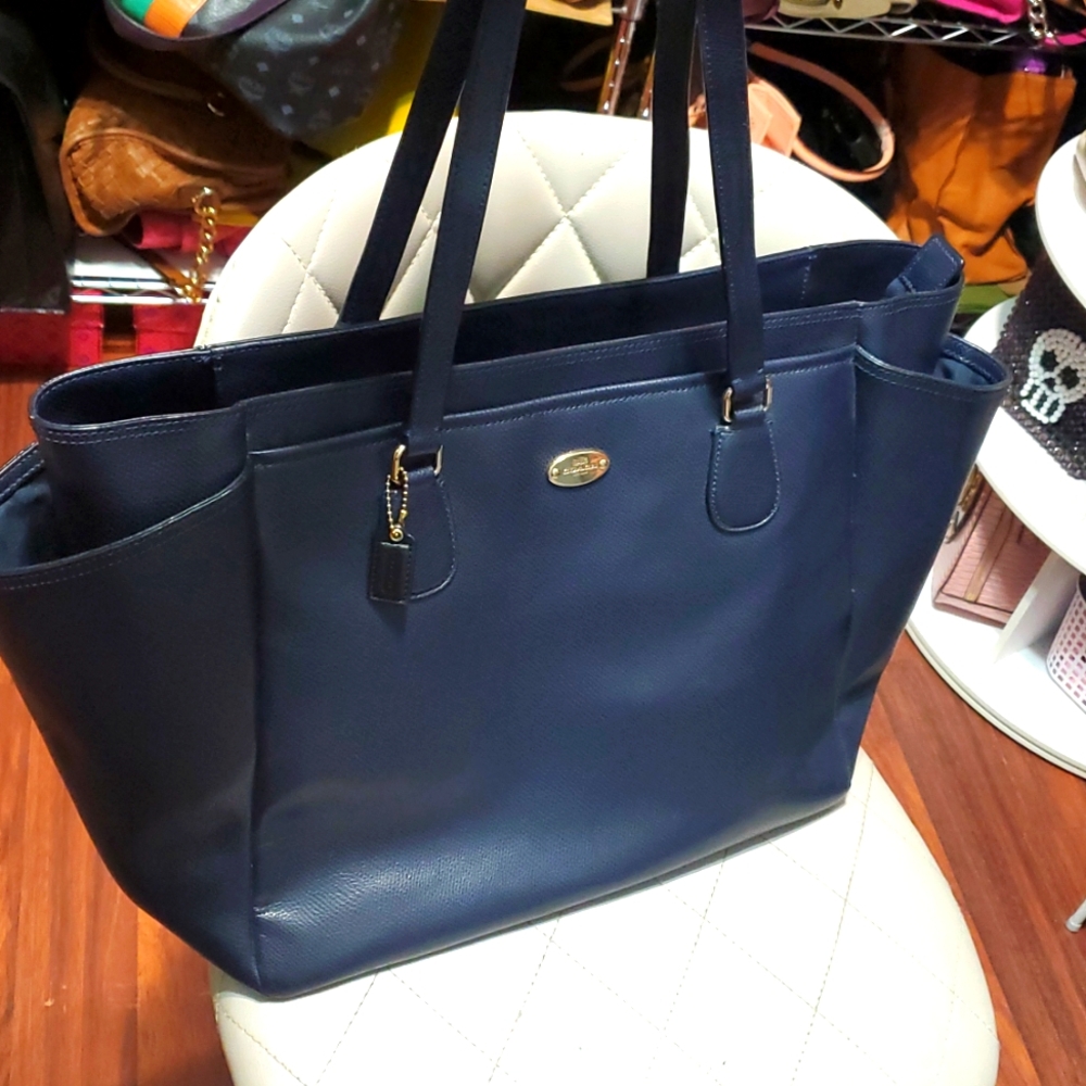Coach Dark Blue Leather Baby Tote Bag💙 - Picture 3 of 16
